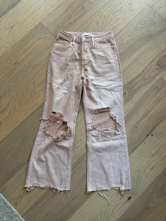 Vervet Denim - High-Rise Distressed Women’s Jeans in Dusty Pink
